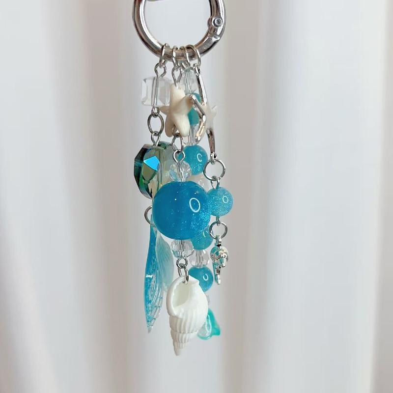 Y2K Shell Conch Fish Beads Keychain Fashion Handbag Pendant Beads Key Ring Jewelry Accessories Girls Gifts