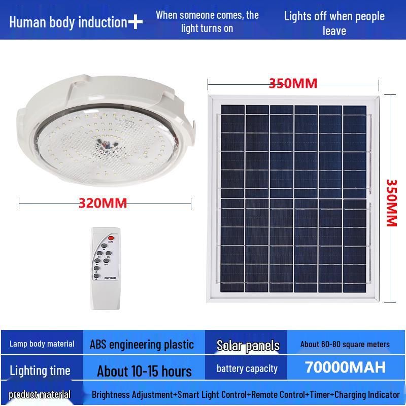 LED Solar Ceiling Light for Bedrooms, Living Rooms, Indoor and Courtyard Spaces - One-to-Two/Three/Four/Five/Seven Light Options