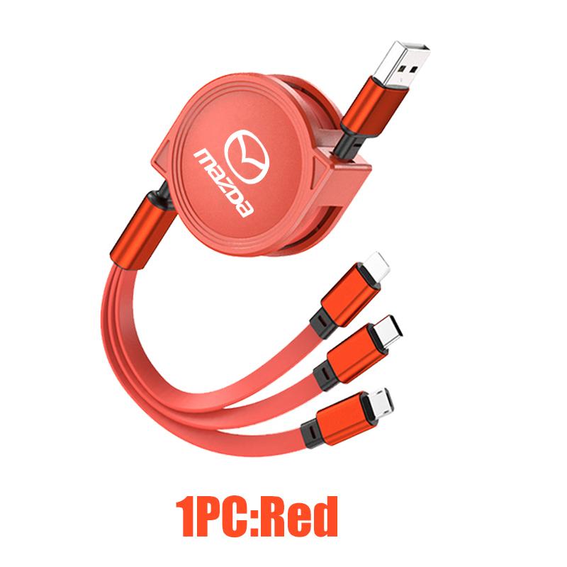 

3 In 1 Phone Data Cable Multi Port Multiple Charging Wire Accessory For Mazda CX9 MX5 RX8 Axela Demio Atenza MS GJI GH BK MP