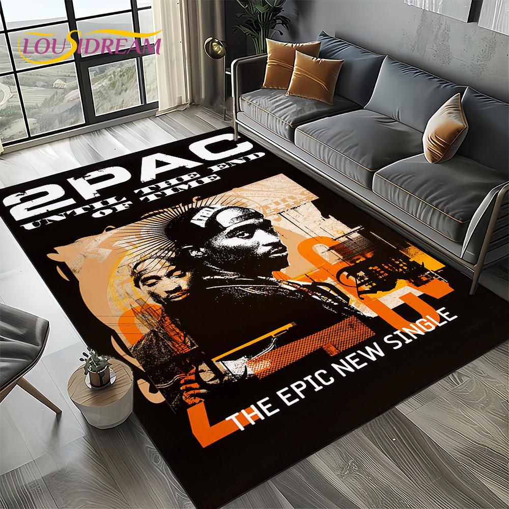 Rapper Eminem Tupac 2pac Hip-Hop Rap God Carpet Rug for Living Room Bedroom Home Sofa Decoration,Area Rug Non-slip Floor Mat
