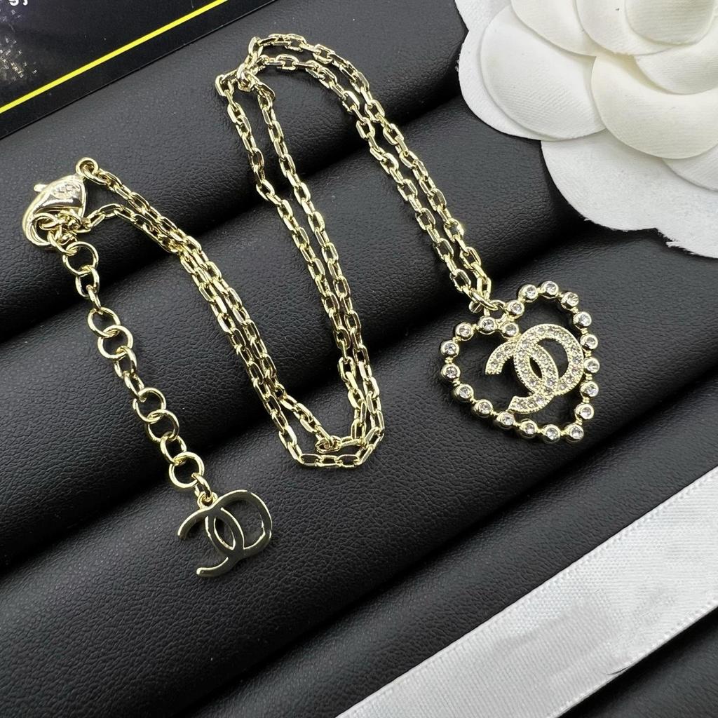 Damen 2025 Coco Stil Diamant Stern & Herz Doppel C Choker Halskette