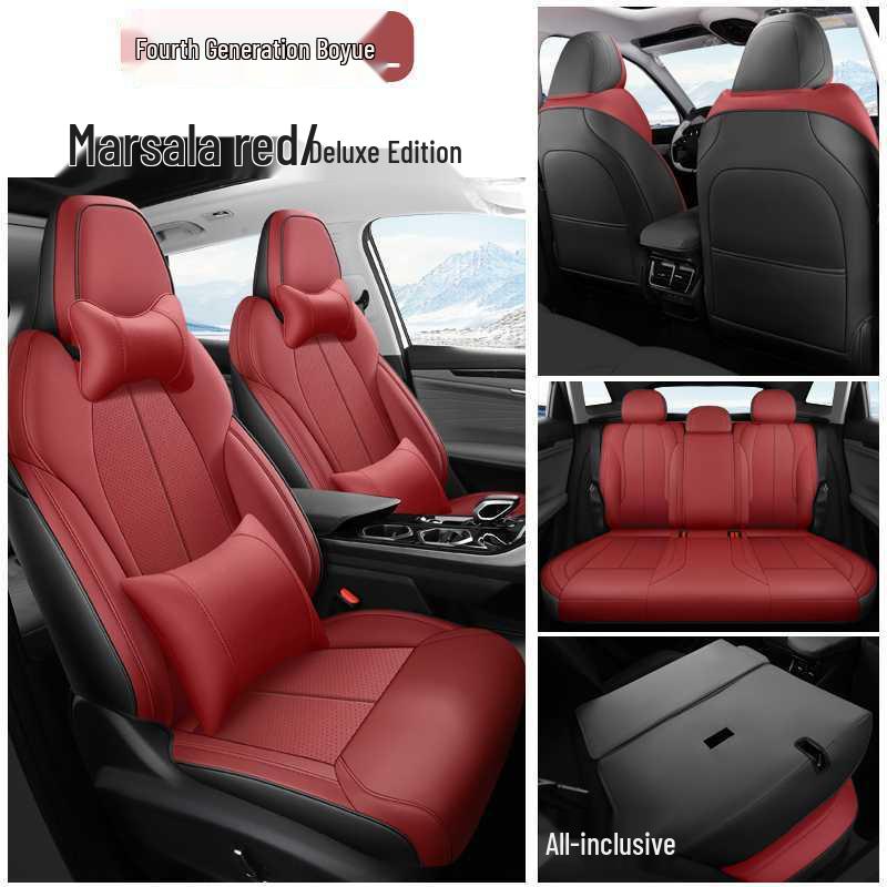Breathable Perforated Leather Seat Covers for 2023-2025 Geely Boyue L: Full Coverage, Four Seasons Cushion