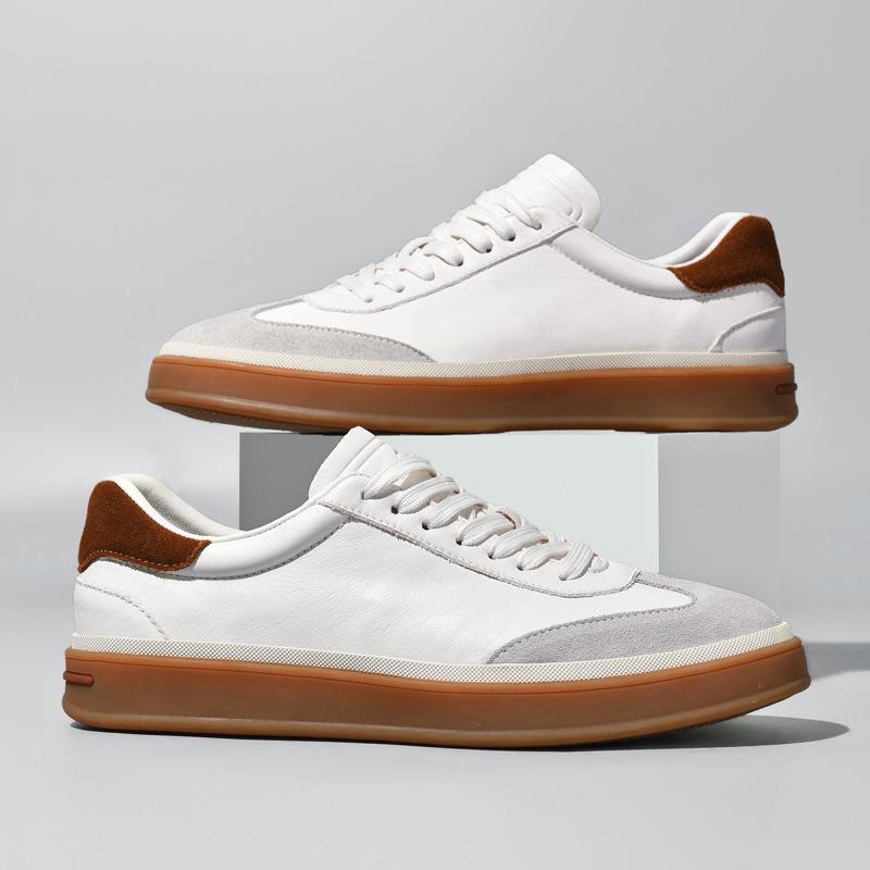 Retro light luxury leather low-top retro moral training trendy shoes fashionable and simple flat white leather shoes comfortable casual board shoes