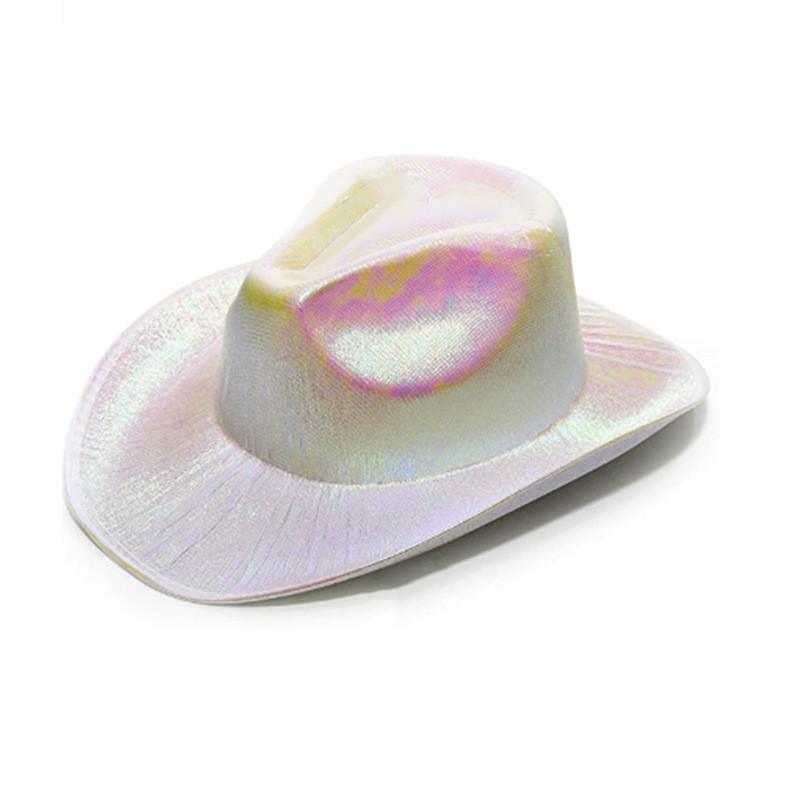 Cowboy Hat Christmas Stage Carnival Party Pink Fluorescent Colorful Cowboy Hat Compound Laser Hat Western Style Illusion