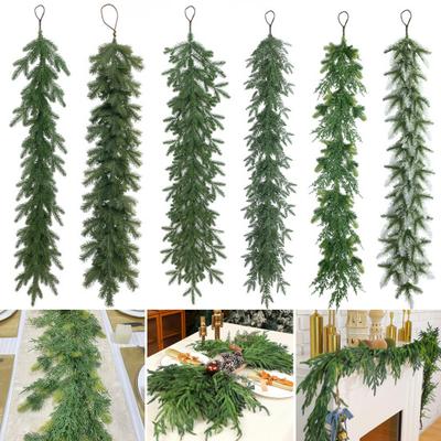 2 Pcs Artificial Pine Needle Garland Realistic Handmade Pine Branches Holiday Hanging Greenery