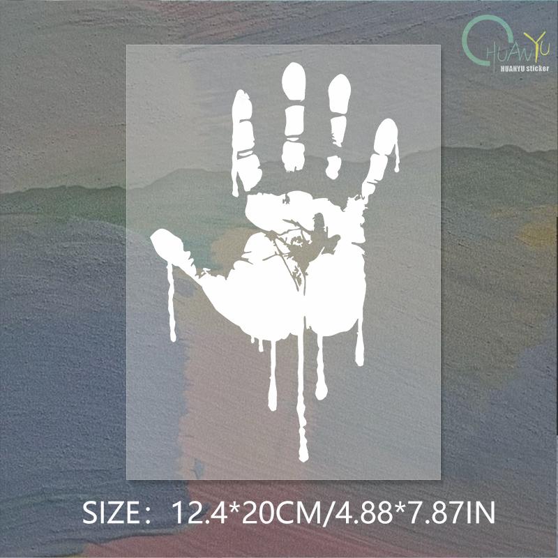 

Blood Handprint Car Personalized Body Rear Window Triangle Window Terror Vinyl Waterproof Electric Car Sticker 12.4x20cm