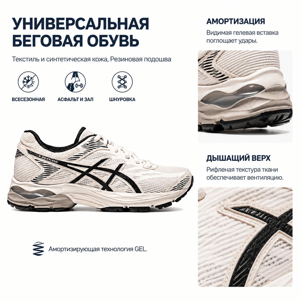 Asics Gel-Flux 4 Comfortable Fabric Synthetic Leather Low-Top Casual Running Shoes Women Sneaker White 1012B730-200