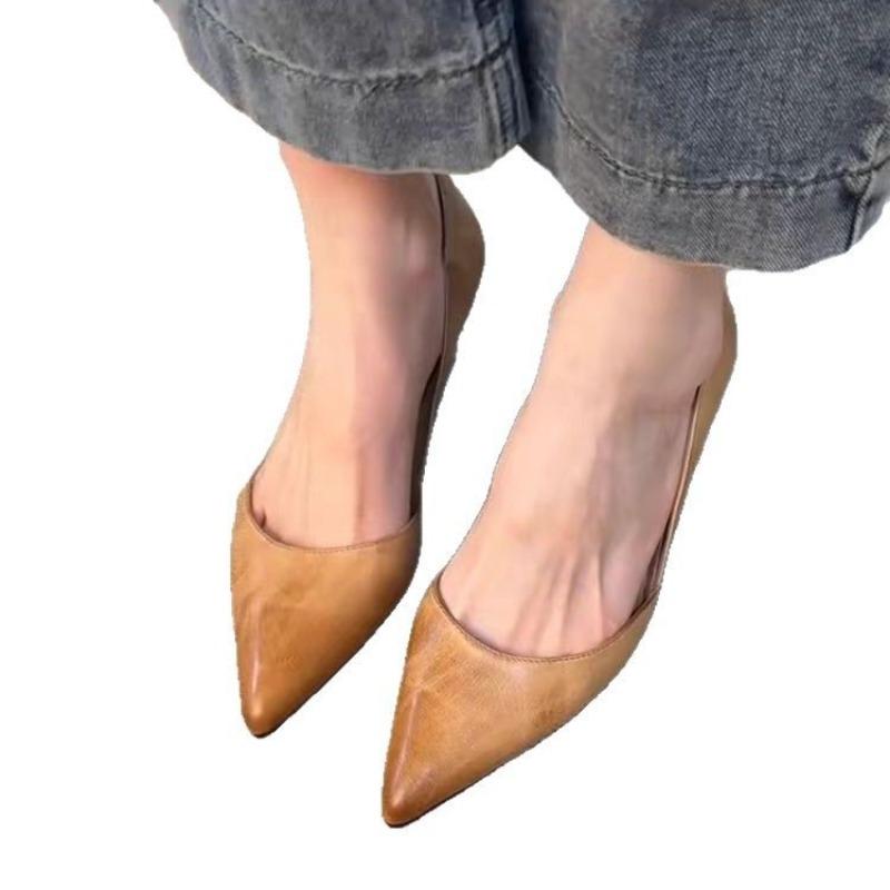 Beautiful~ retro style pointed high heels women's new versatile one-pedal stiletto temperament shallow single shoes