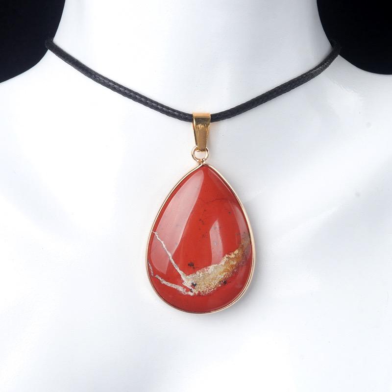 Factory Price High Quality Crystal Stone Water Drop Pendant Amethyst Tiger Eye for DIY Necklaces Jewelry Making