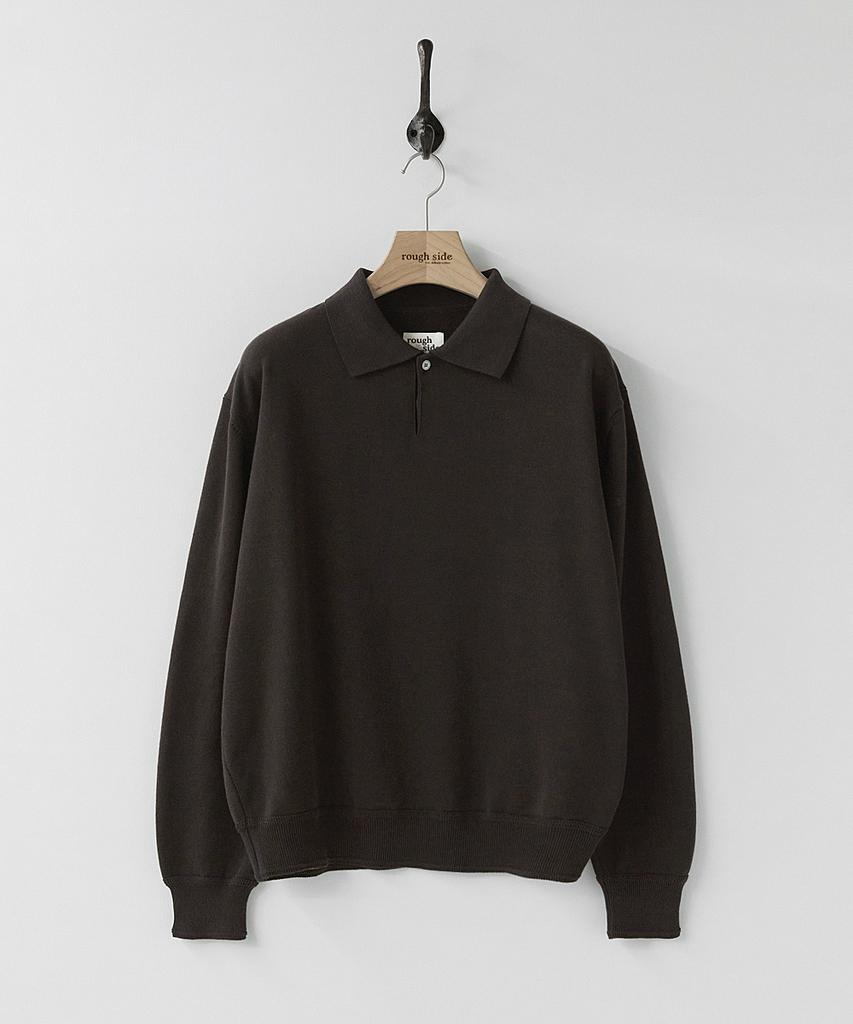 Leopeusaideu Plain Collar Knit Dark Brown