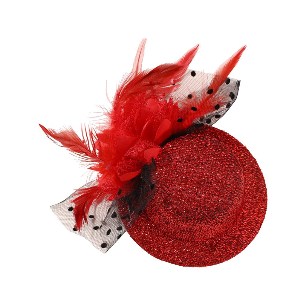 20s Theme Party Mesh Fascinator Hat Hair Clip with Flower Clipon Hat Masquerades Cocktail Party Dressingup Accessories