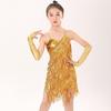 With Gloves Kids Latin Dance Dress Tassel Dance Performance Outfits  Children Girls