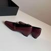French Vintage Square Head Low Heel Camellia New Women's Shoes Spring Autumn Thick Heel Single Shoes Black Versatile Casual