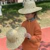 Cappello a visiera con tesa larga per bambina bambino unisex uncinetto paglia naturale cappello da contadino per bambini cappello Panama cappello a visiera per bambini