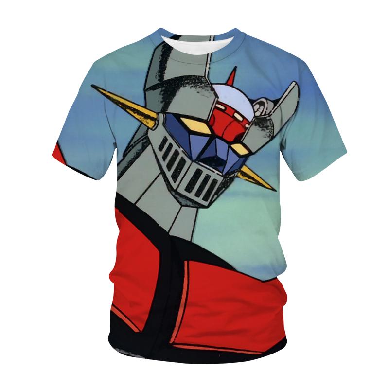 Summer Round Neck 3D Printed Mazinger Z Pattern Top Fashionable Casual Short Sleeved Children's Boy T-shirts