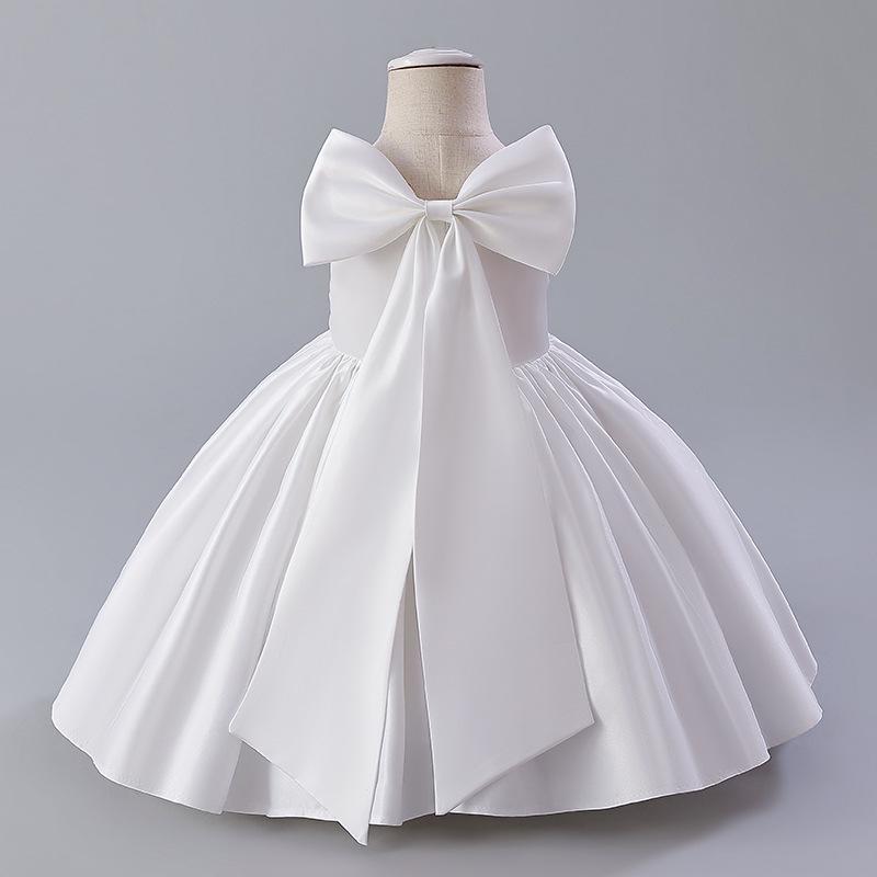 European & American Baby Girl's Satin Birthday & Flower Girl Dress with Big Bow