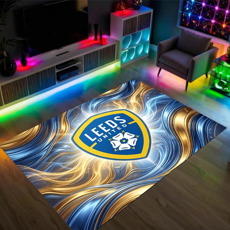 Design Calcio Leeds United Tappeto in Velluto di Cristallo Accogliente Non?Tappeto Stampato Antiscivolo per Camera da Letto Soggiorno Ingresso