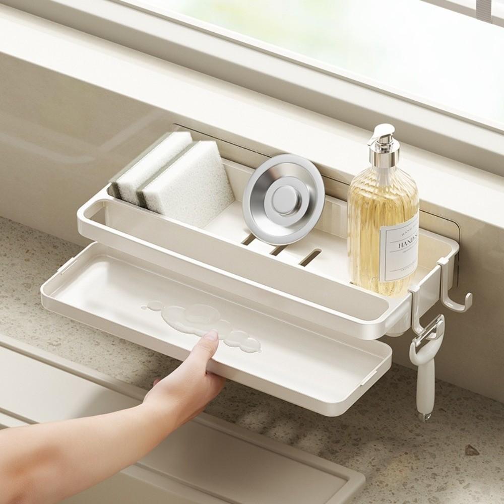 Space Saving Faucet Storage Kitchen Organizer Rack Dishcloth Holder Sponge Storage Self-Draining Shelf Drain Rack Soap