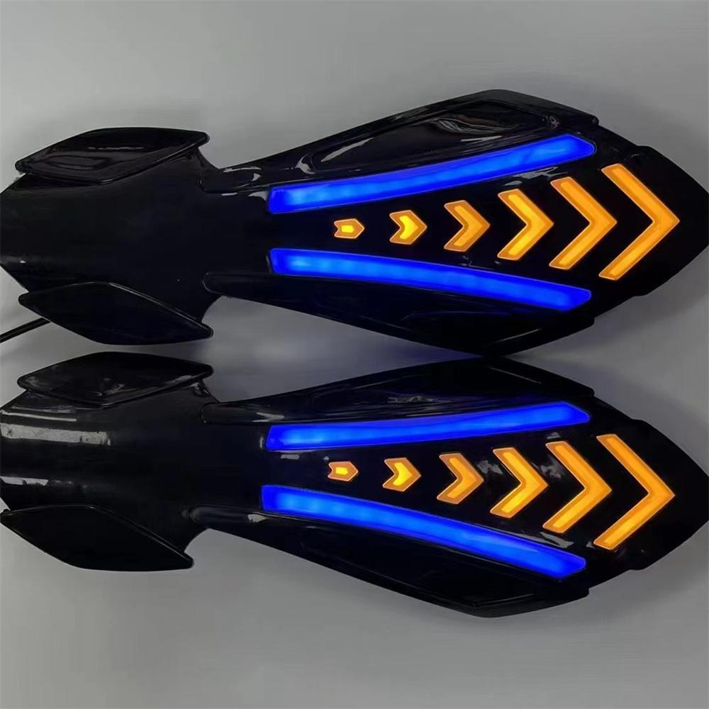 2Pcs Motorcycle Handlebar Hand Guards Protector W/ Led Flowing Turn Signal Light