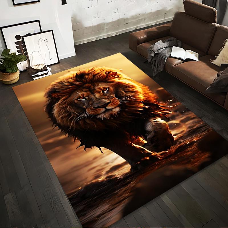 

Majestic Lion Design Carpet with Sunset Background for Home Decor Suitable for use as an anti-slip for living room bedroom sofas 40x60cm( 15x23in )