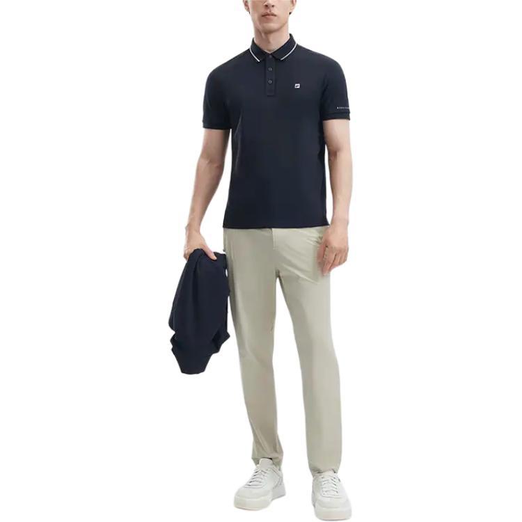 Fila Fashion Casual Cool Knit Short Sleeve Polo Shirt Men Tops Legendary-Blue F11M421115ANV