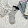 Ladies Spring and Autumn Retro Color Striped Cloth Logo Kitten Embroidery Medium Tube Pile Socks