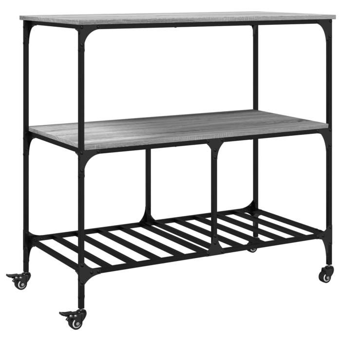 VidaXL Kitchen Trolley, Shelf with Wheels, Service Cart, Indoor Living Room Bathroom Storage Furniture, Sonoma 842309