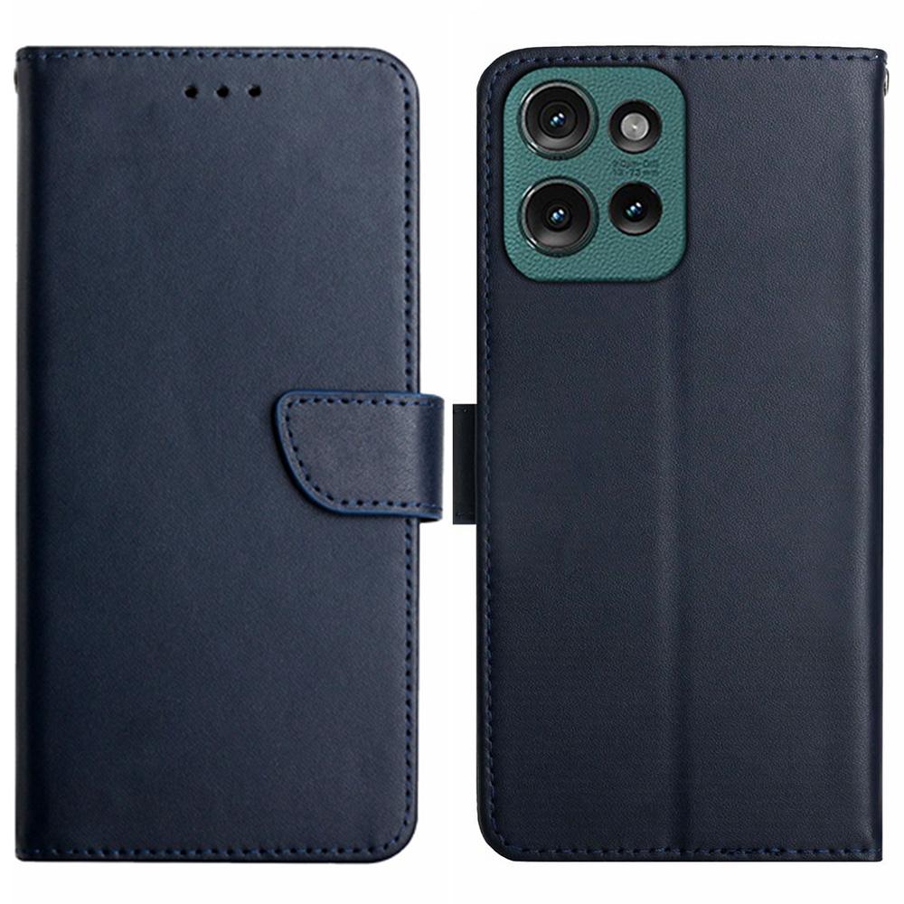 

HT02 For Motorola Edge 50 Neo 5G/Moto S50 5G/Thinkphone 25 5G Case Genuine Cow Leather Phone Cover Nappa Texture Blue