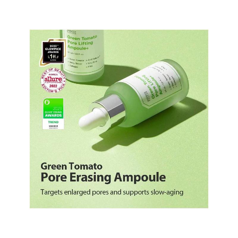 SUNGBOON EDITOR Green Tomato Pore Lifting Ampoule | Pore Minimizer Serum With Niacinamide , Hydrating & Firming Care For Sensitive Skin 30ml