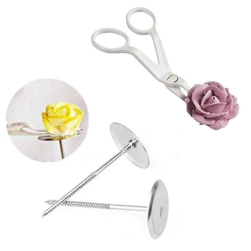 2 Stück/Set Spritzbeutel Blumenschere Nagelsicherheit Rosen Dekor Heber Fondant Kuchen Dekorierplatte Creme Transfer Backen Gebäckwerkzeuge