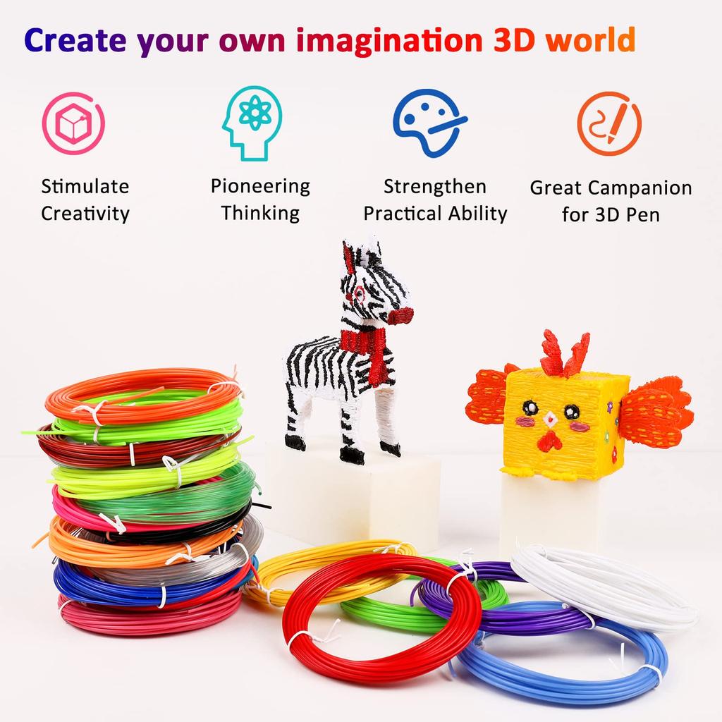 Colored PLA Filament for 3D Pen Printing 32 Colors 25M 30M 36M 50M 100M 200M Safe Plastic Refill for 3D Children's Printing Pen