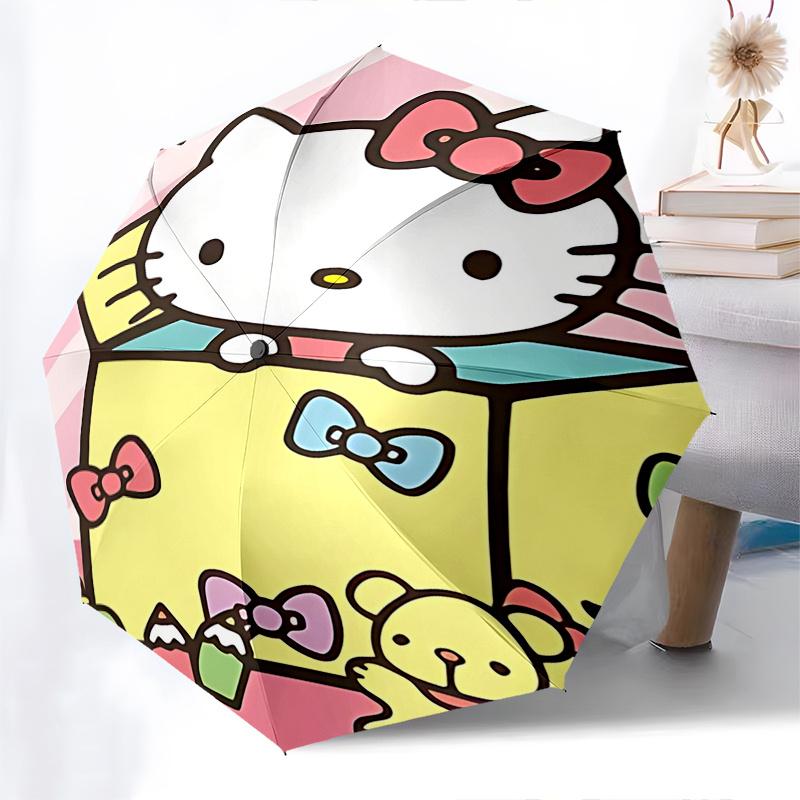 1pc Hello Kitty Automatic Opening Umbrella - Portable Folding Design with 8-Bone Iron Frame, Perfect for Festivals, Travel, Daily Use, and Gifts.D105