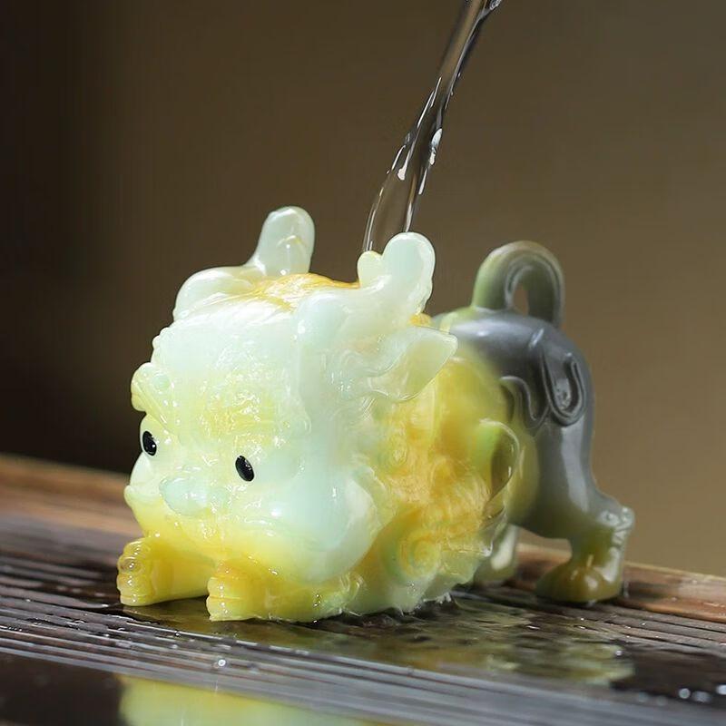 Color-Changing Tea Pet Pixiu and Golden Toad Ornament