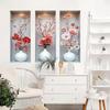 3Pcs Waterproof Flower Wall Sticker Plant Wall Sticker  for Office Living Room Study Cabinet