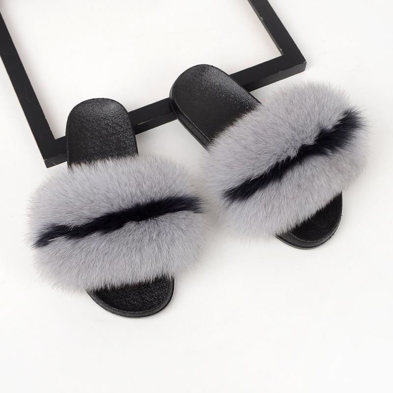 New Girls Fur Slippers Sandals Shoes Soft Luxury Women Lady Slides