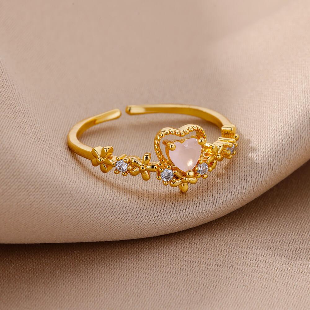 Zircon Heart Rings For Women Stainless Steel Adjustable Heart Ring Trend Wedding Jewelry anillos