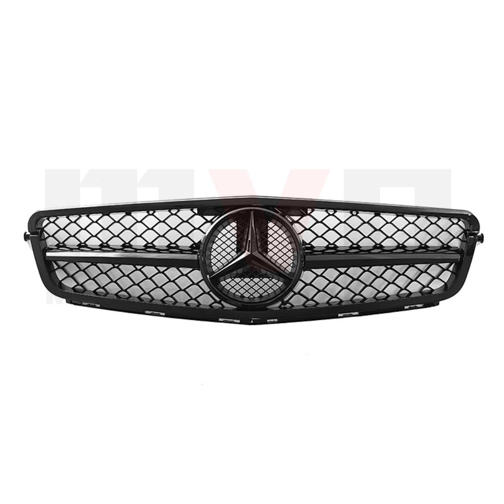 Glossy Black AMG Style Bumper Grille Grill With OE Style Emblem Logo For Mercedes Benz C-Class W204 2008-14 C180 C200 C250 C350