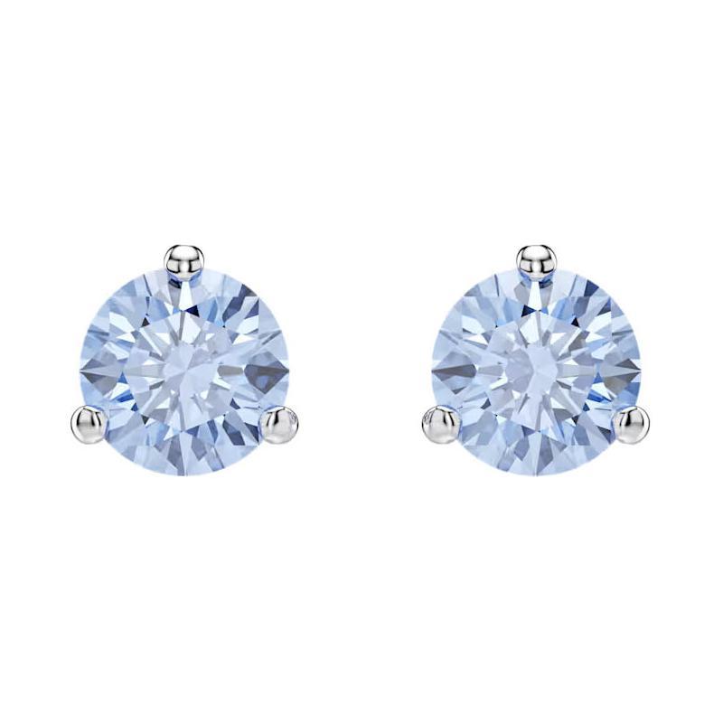 Swarovski Solitaire round blue crystal decoration, rhodium plated, imitation crystal earrings, same style for men and women, blue 5717573