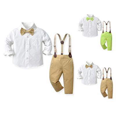 Toddler Baby Boys Gentleman Bow Tie Solid T-Shirt Tops+Suspender Pants Outfits