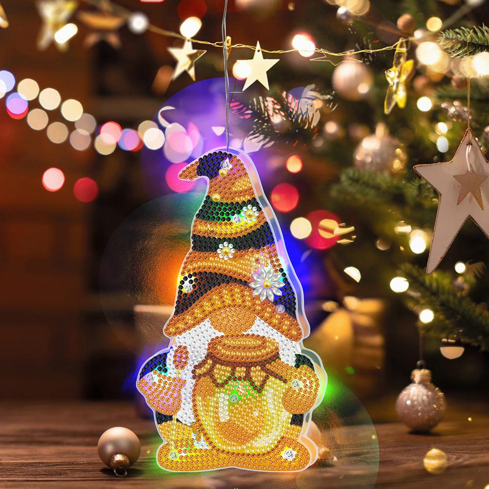 DIY Diamond Painting LED Light Christmas Tree Snowman Drawing Kit Bedside Night Light Drilling Arts Crafts Lamp Xmas Home Decora