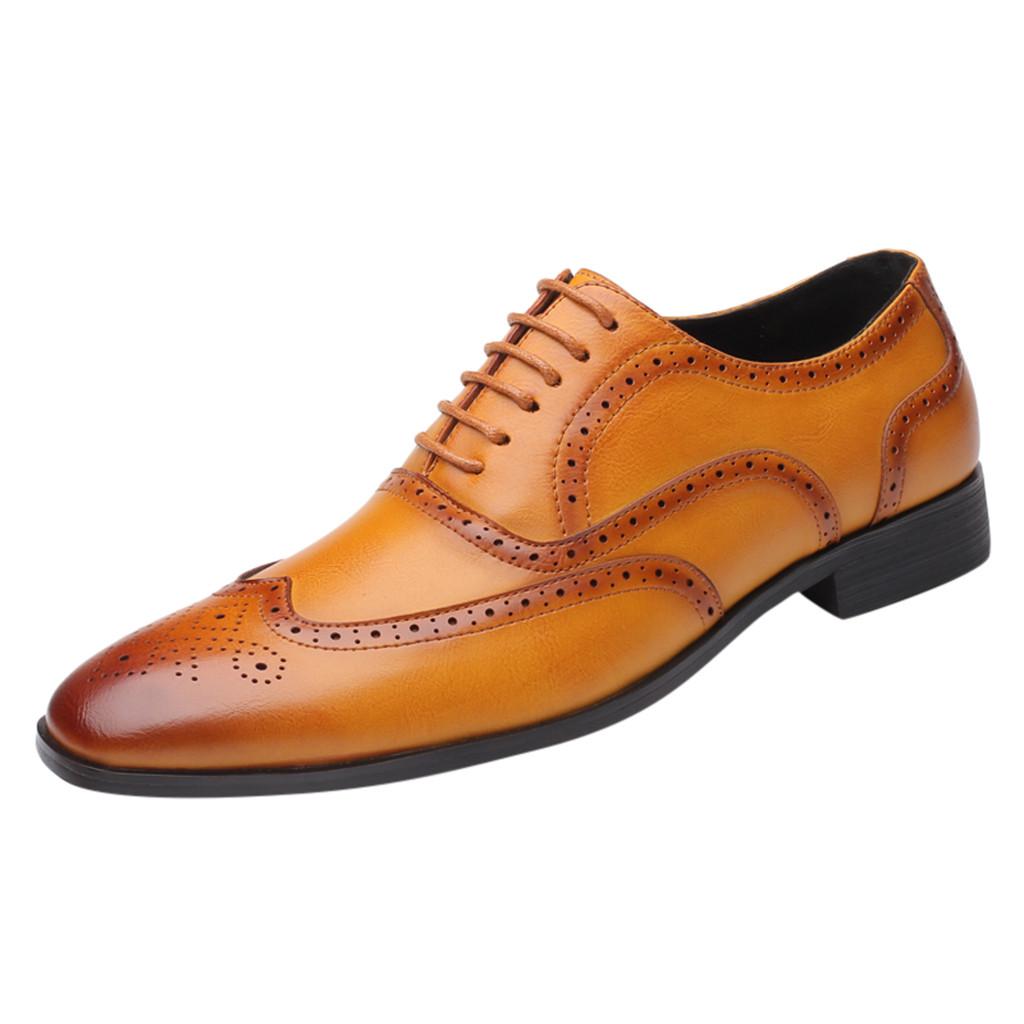 Buy Men's Fashion Casual Pointed Toe Oxford Leather Wedding Shoes