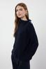 Women's Fashionable Stylish Sweater Navy Blue Collar Button Detailed Knitwear Sweater