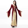 Halloween Medieval Queen Costume Vintage Court Cosplay Dress Party Stage Performance Adult Unisex Black Red Green Purple
