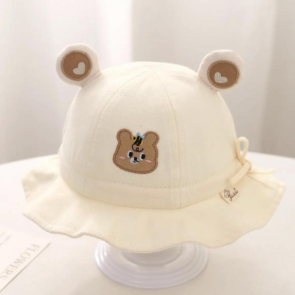 New Cartoon Bear Fisherman Hat: Korean Style Cute Sun Protection Bucket Hat for 1-Year-Old Boys and Girls