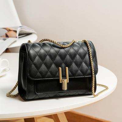 Sieviešu ādas viena pleca soma, crossbody maza kvadrātveida soma, ar dimanta formas ķēdīti