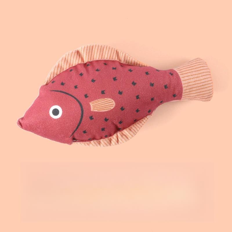 Cat Toy Kitten Printed Pillow Toys High Quality Ocean Fish Catnip Toy Durable Pet Interactive Chew Toy Pet Gnawing Sound Toy