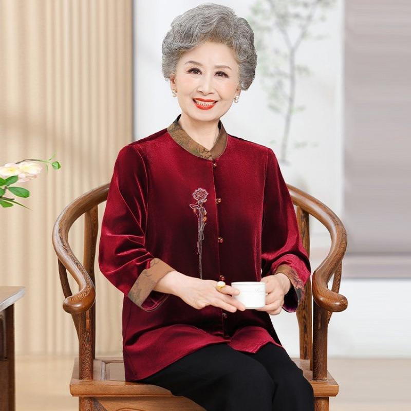 Festliche langärmlige neue Damenbekleidung und Oberteile aus goldenem Samt