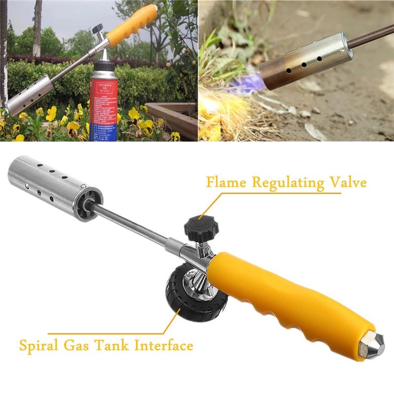 Yellow+Silver 2 x Extension Pole Burner Kit Handle Butane Gas Torch Killer Grass Shrub Garden Kill Stainless Steel Spray Durable