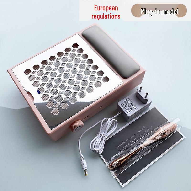 Rechargeable Brushless Nail Dust Collector with Adjustable Speed and High Suction Power, Includes Hand Rest.