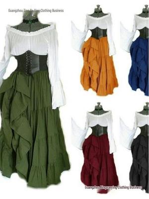 European Renaissance Long-Sleeved Women's Medieval Party Dress